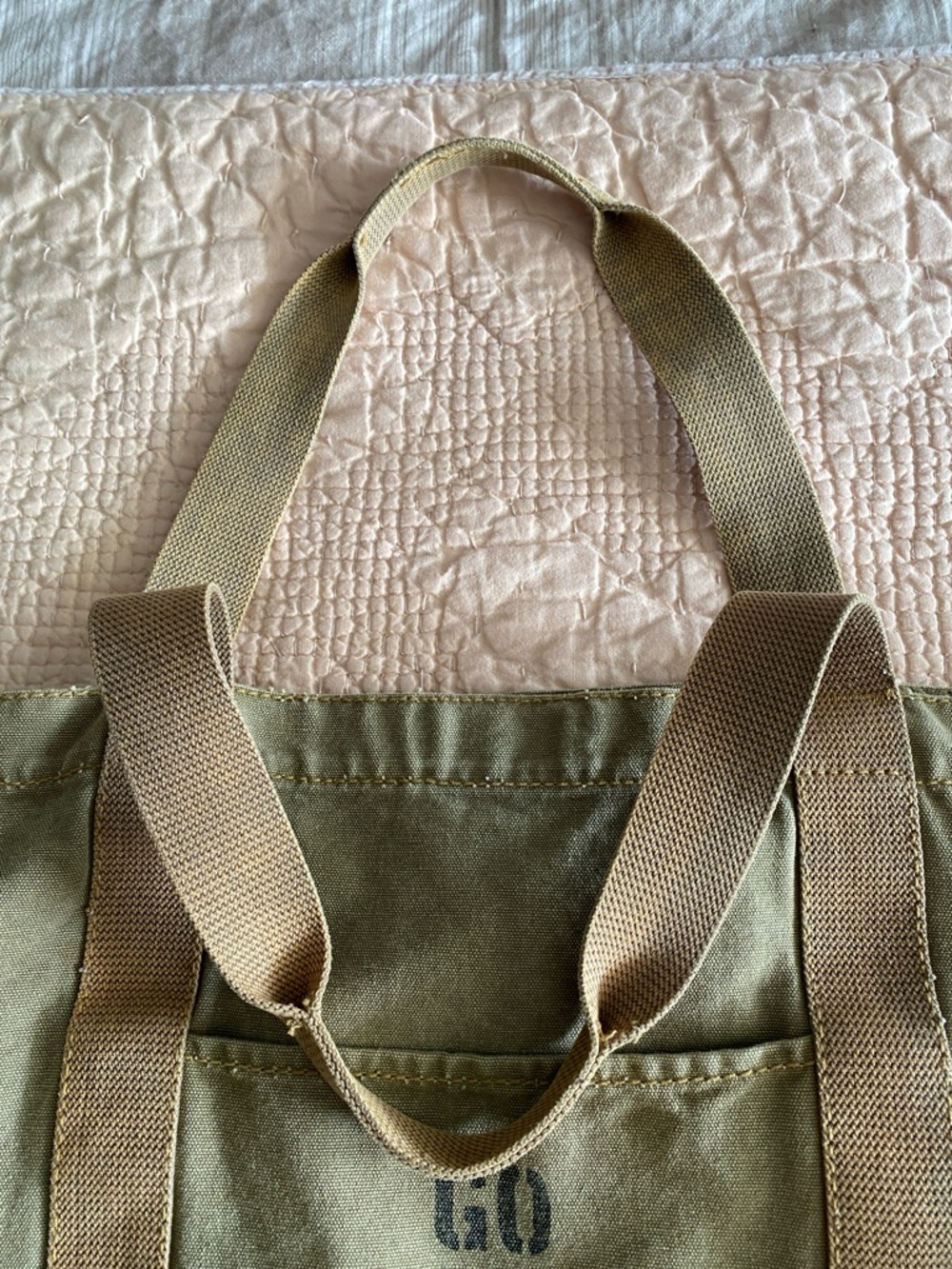 American Eagle Outfitters Tan Canvas Tote Bag with Brown Straps - Picture 8 of 11